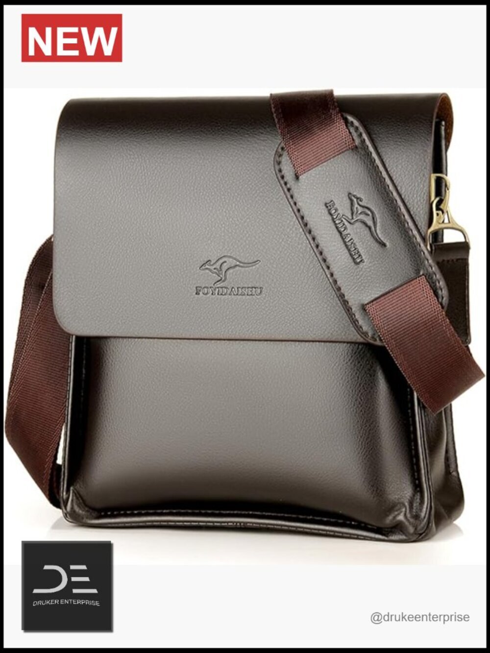 Faux Leather Messenger Crossbody Bag for Work Travel